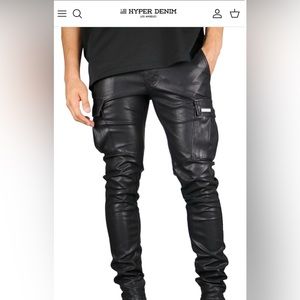 Hyper denim mean leather pants